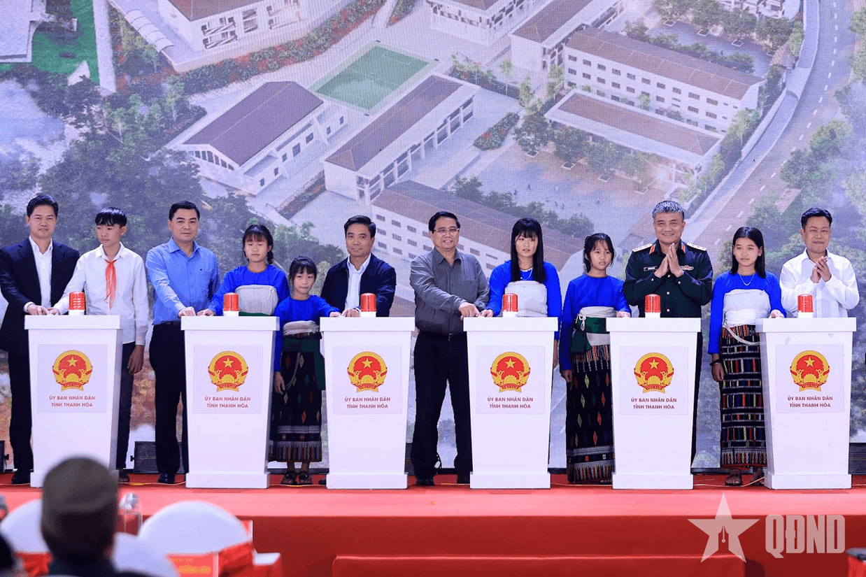 Thủ tướng Phạm Minh Chính dự Lễ khởi công xây dựng các trường phổ thông nội trú tại các xã biên giới đất liền tại Thanh Hóa