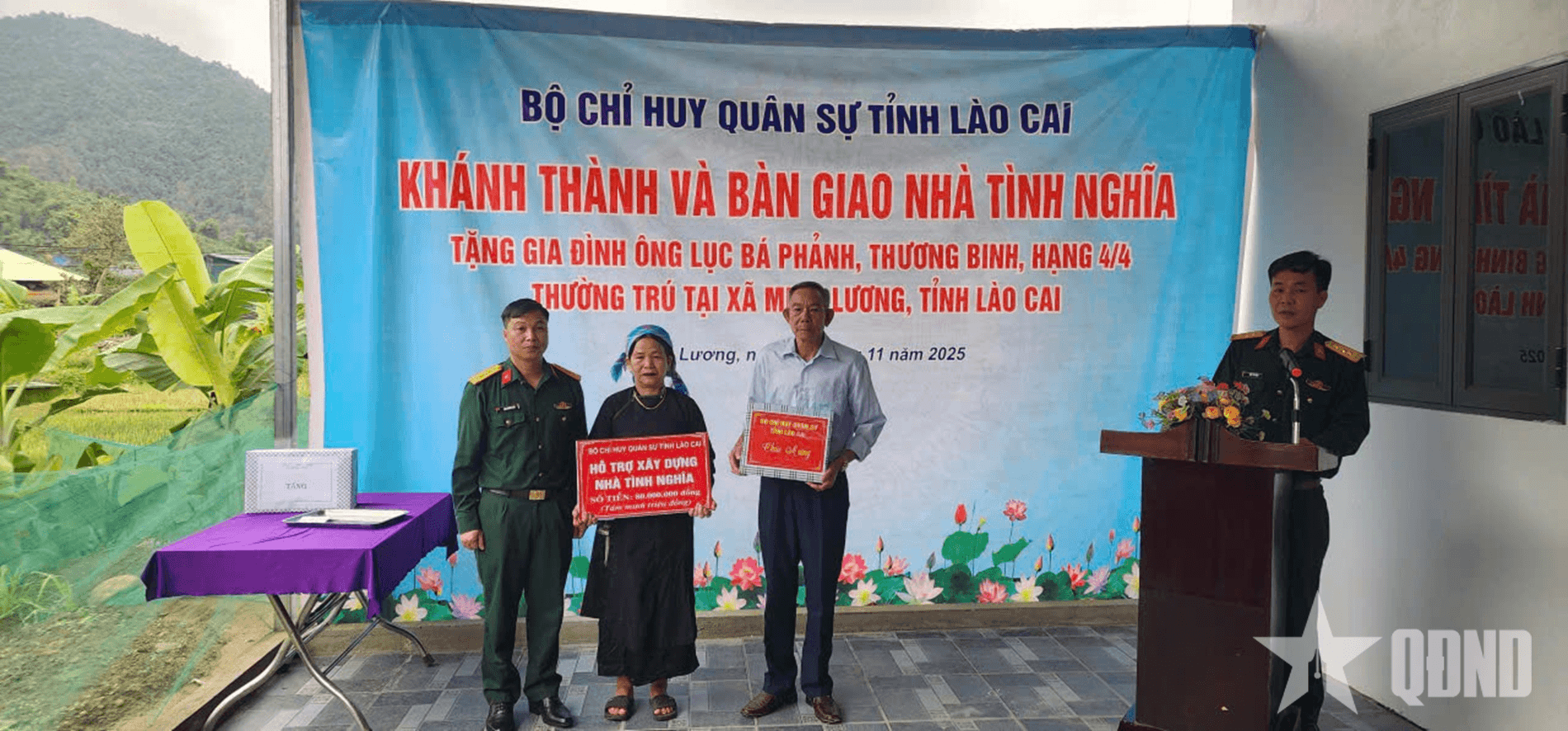 Bộ CHQS tỉnh Lào Cai bàn giao nhà tình nghĩa tặng thương binh tại xã Minh Lương