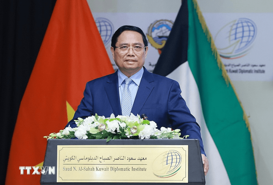 Thủ tướng Phạm Minh Chính phát biểu chính sách tại Học viện Ngoại giao Kuwait