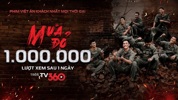 Phim “Mưa đỏ” cán mốc 1 triệu lượt xem sau 24 giờ phát miễn phí trên TV360
