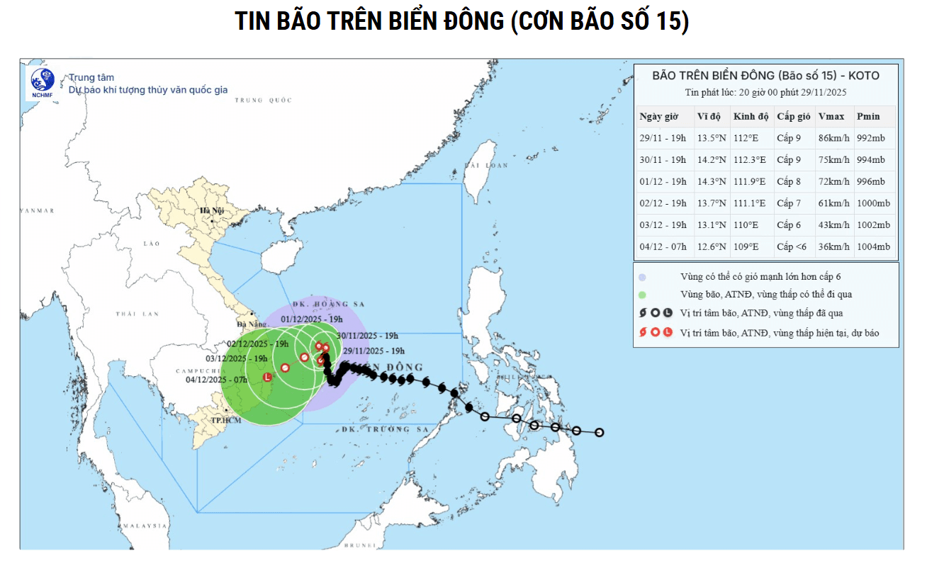 Bộ Công Thương ban hành công điện ứng phó bão số 15 trên Biển Đông
