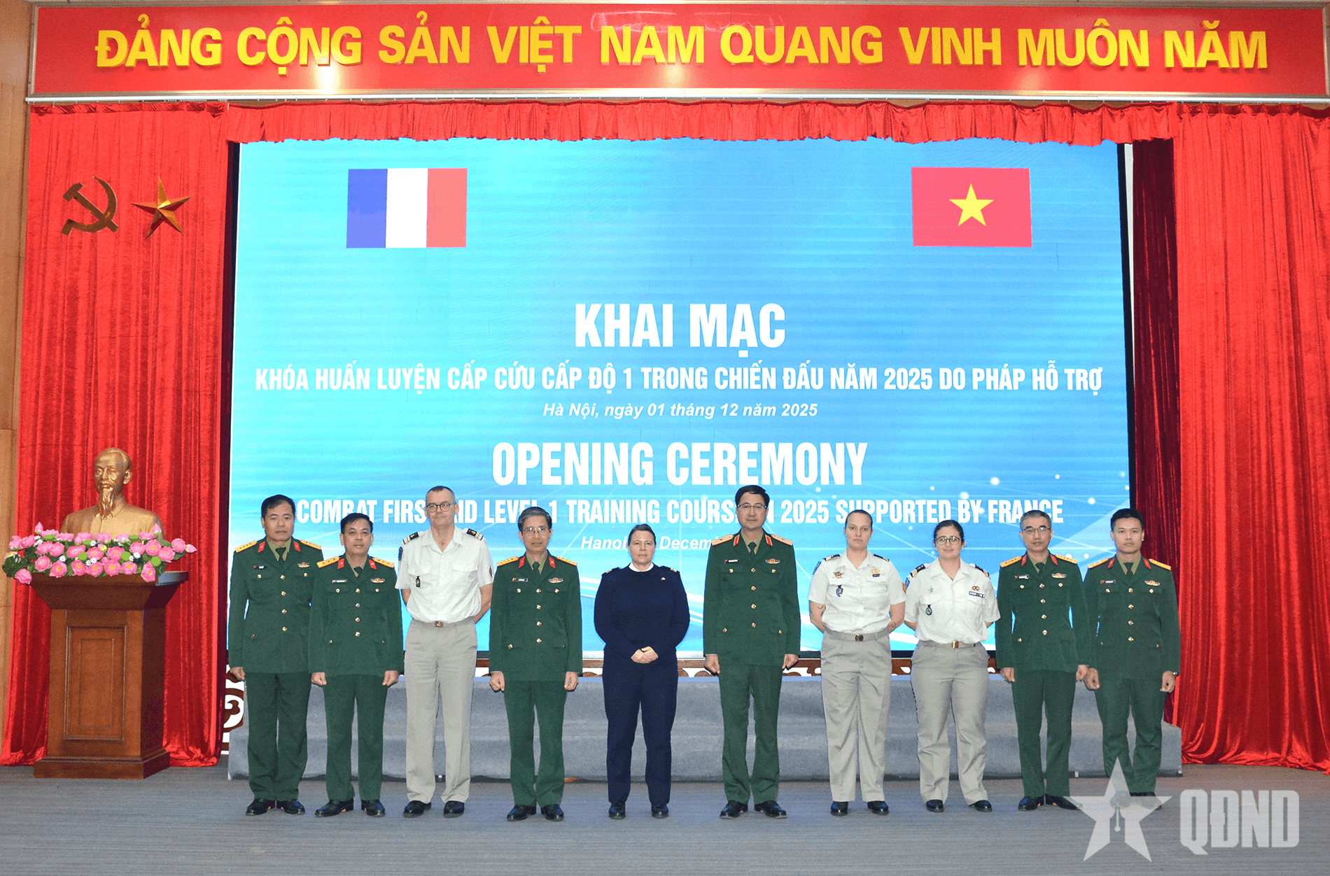 Khai mạc khóa huấn luyện cấp cứu cấp độ 1 trong chiến đấu do Pháp hỗ trợ