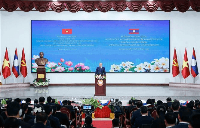 Tổng Bí thư Tô Lâm phát biểu chính sách tại Học viện Chính trị và Hành chính Quốc gia Lào