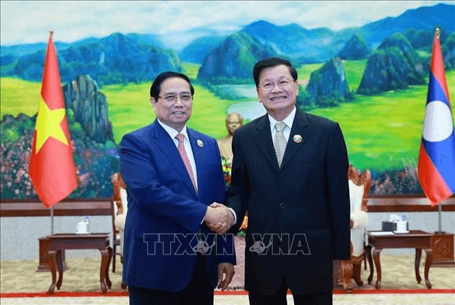 Thủ tướng Phạm Minh Chính hội kiến Tổng Bí thư, Chủ tịch nước Lào