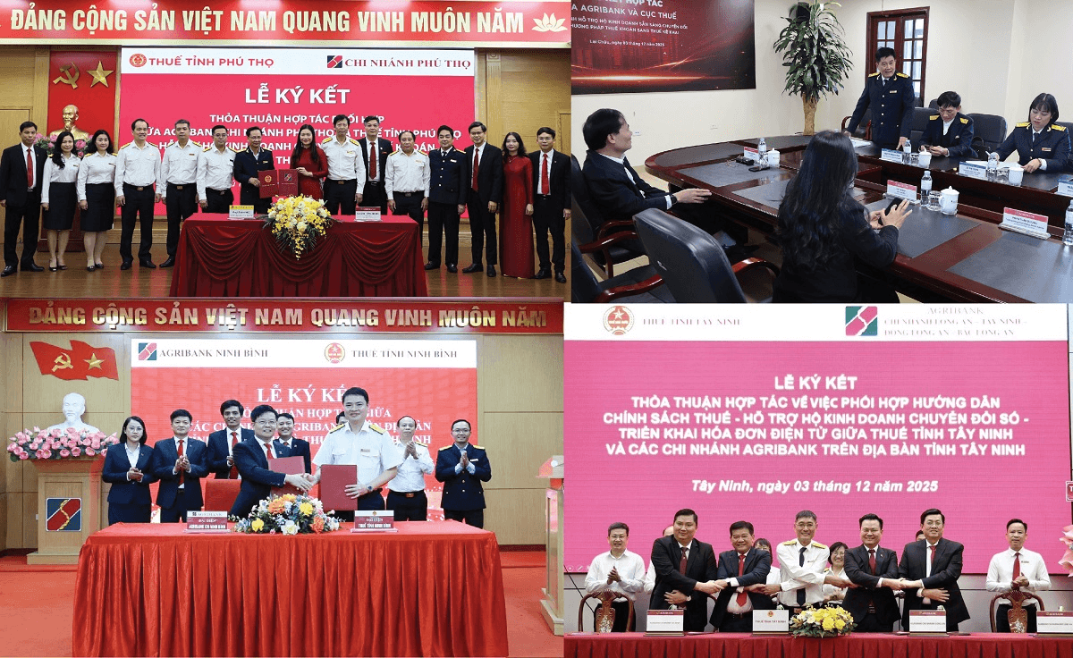 Agribank và cục thuế ký kết hợp tác, đồng hành hỗ trợ hộ kinh doanh sẵn sàng chuyển đổi từ phương pháp thuế khoán sang thuế kê khai