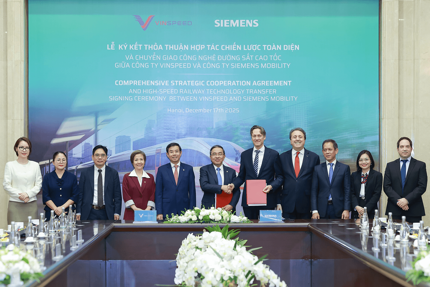 VinSpeed và Siemens Mobility ký thỏa thuận hợp tác chiến lược toàn diện về đường sắt tốc độ cao