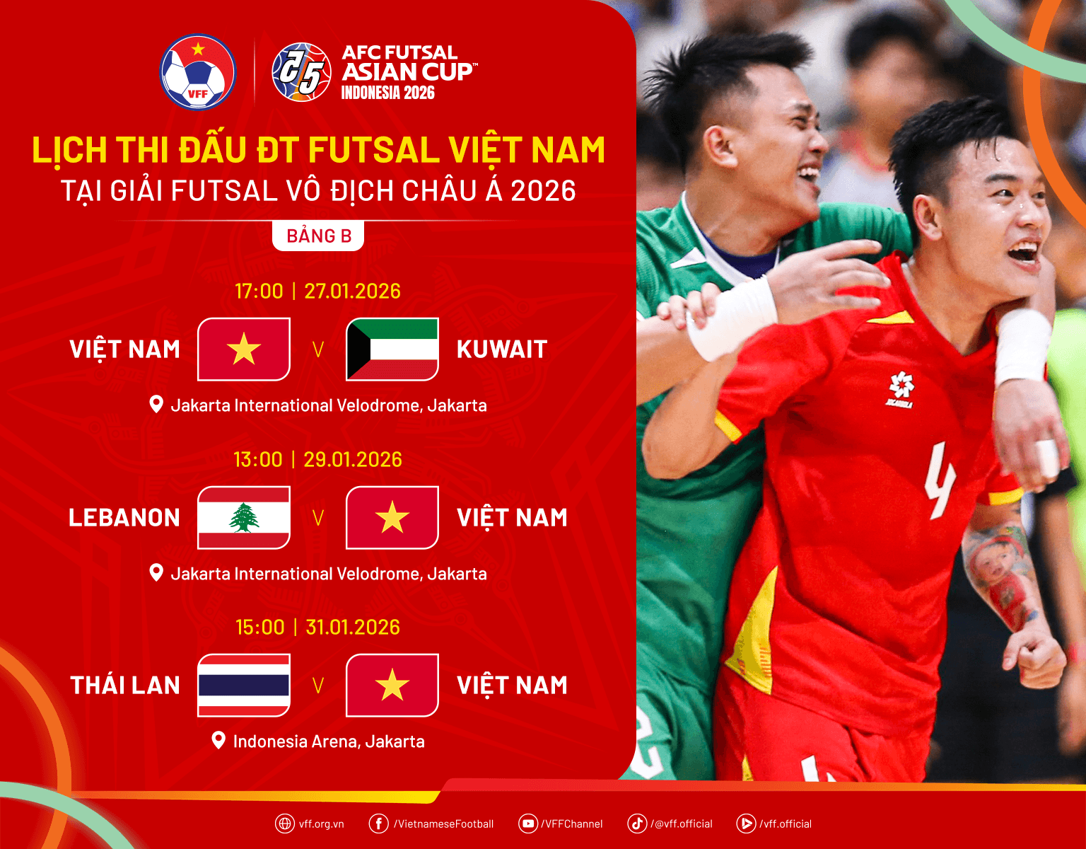 Lịch thi đấu đội tuyển futsal Việt Nam tại vòng chung kết châu Á