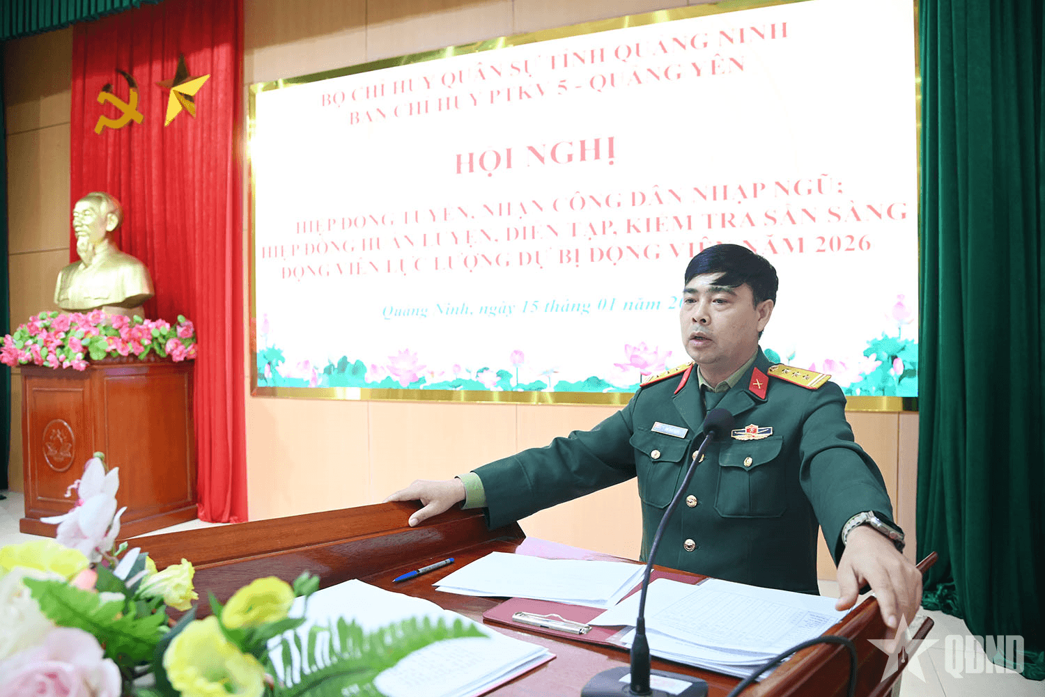 Quảng Ninh: Ban Chỉ huy PTKV 5 - Quảng Yên tổ chức hội nghị hiệp đồng tuyển, nhận công dân nhập ngũ năm 2026