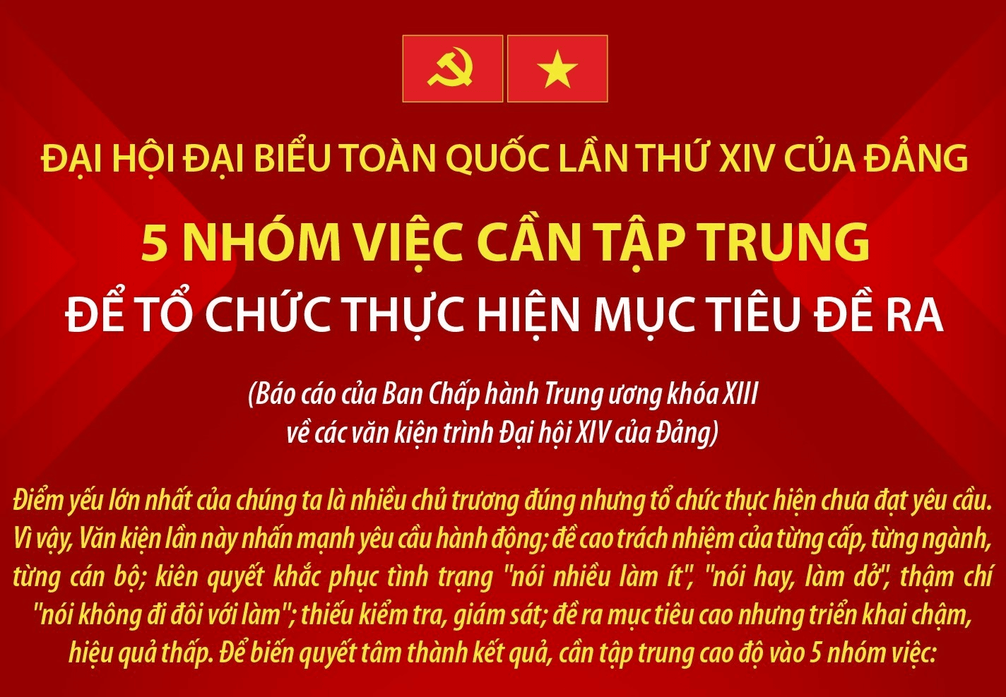 Đại hội XIV của Đảng: 5 nhóm việc cần tập trung thực hiện