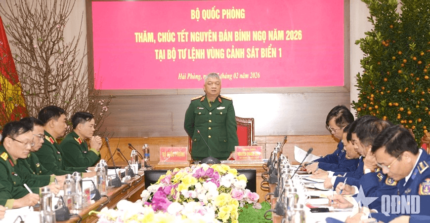 Thượng tướng Nguyễn Quang Ngọc thăm và chúc Tết tại Bộ tư lệnh Vùng Cảnh sát biển 1