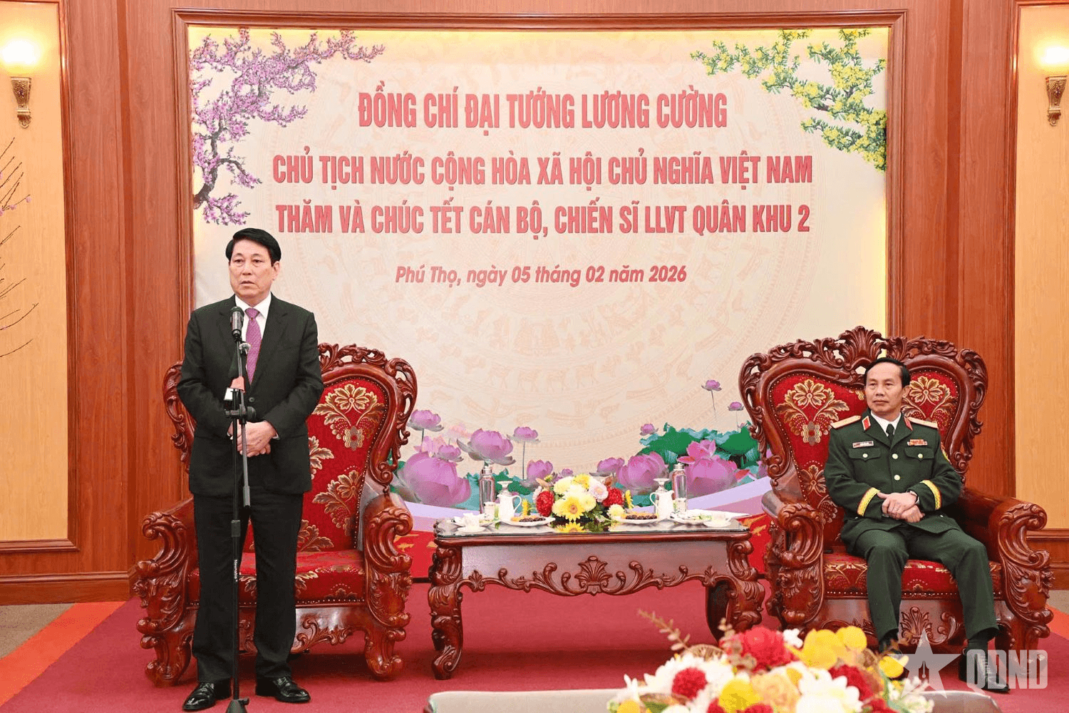 Chủ tịch nước Lương Cường thăm, chúc Tết cán bộ, chiến sĩ LLVT Quân khu 2