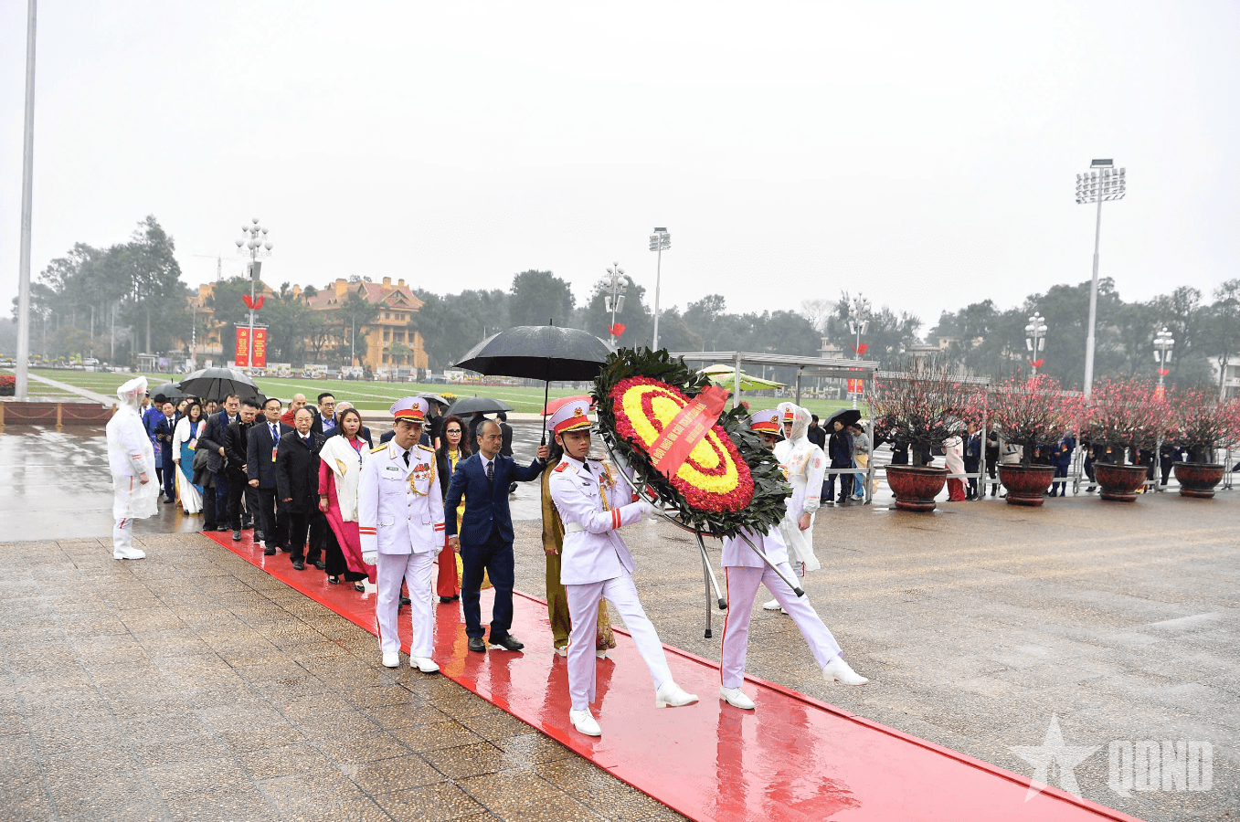 Đoàn kiều bào tiêu biểu vào Lăng viếng Chủ tịch Hồ Chí Minh, đặt vòng hoa tưởng niệm các Anh hùng liệt sĩ