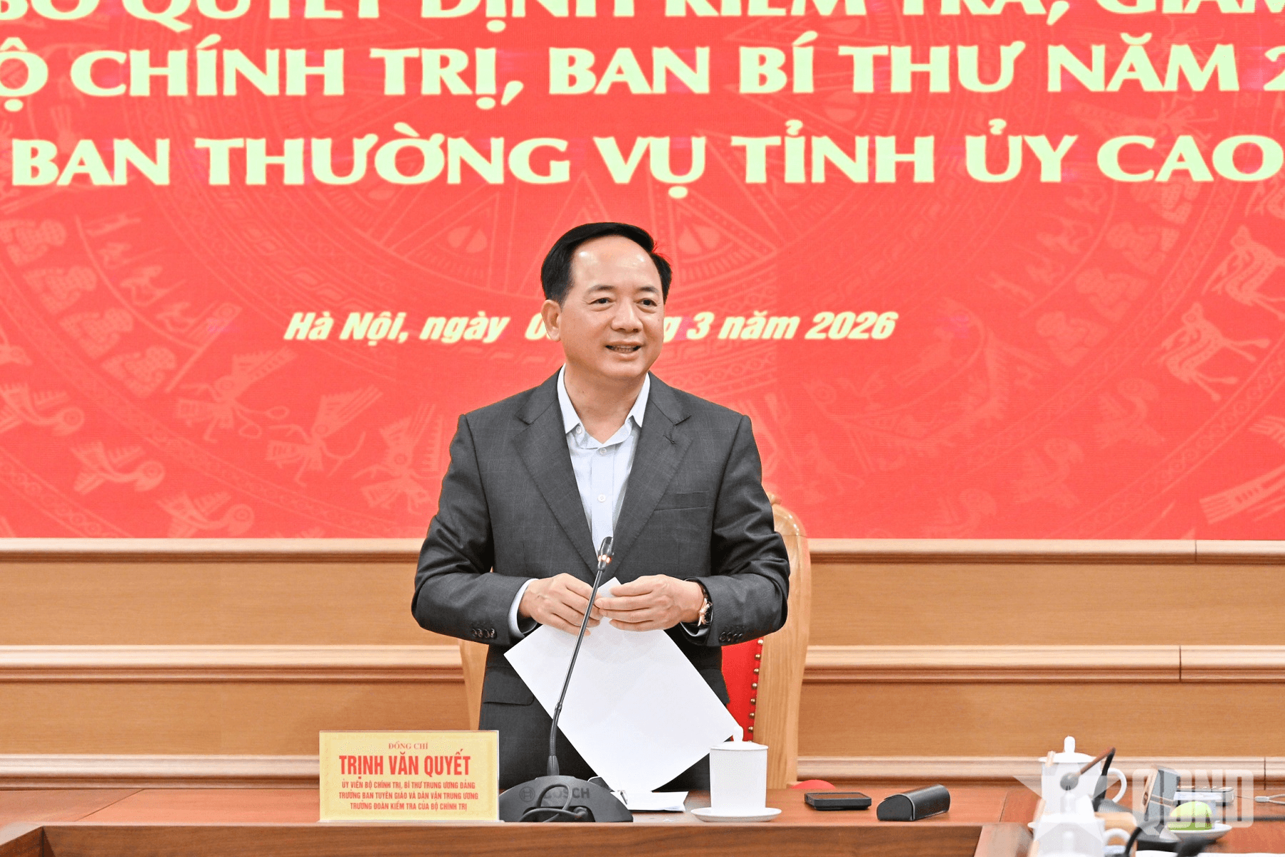 Công bố quyết định kiểm tra đối với Ban Thường vụ Tỉnh ủy Cao Bằng